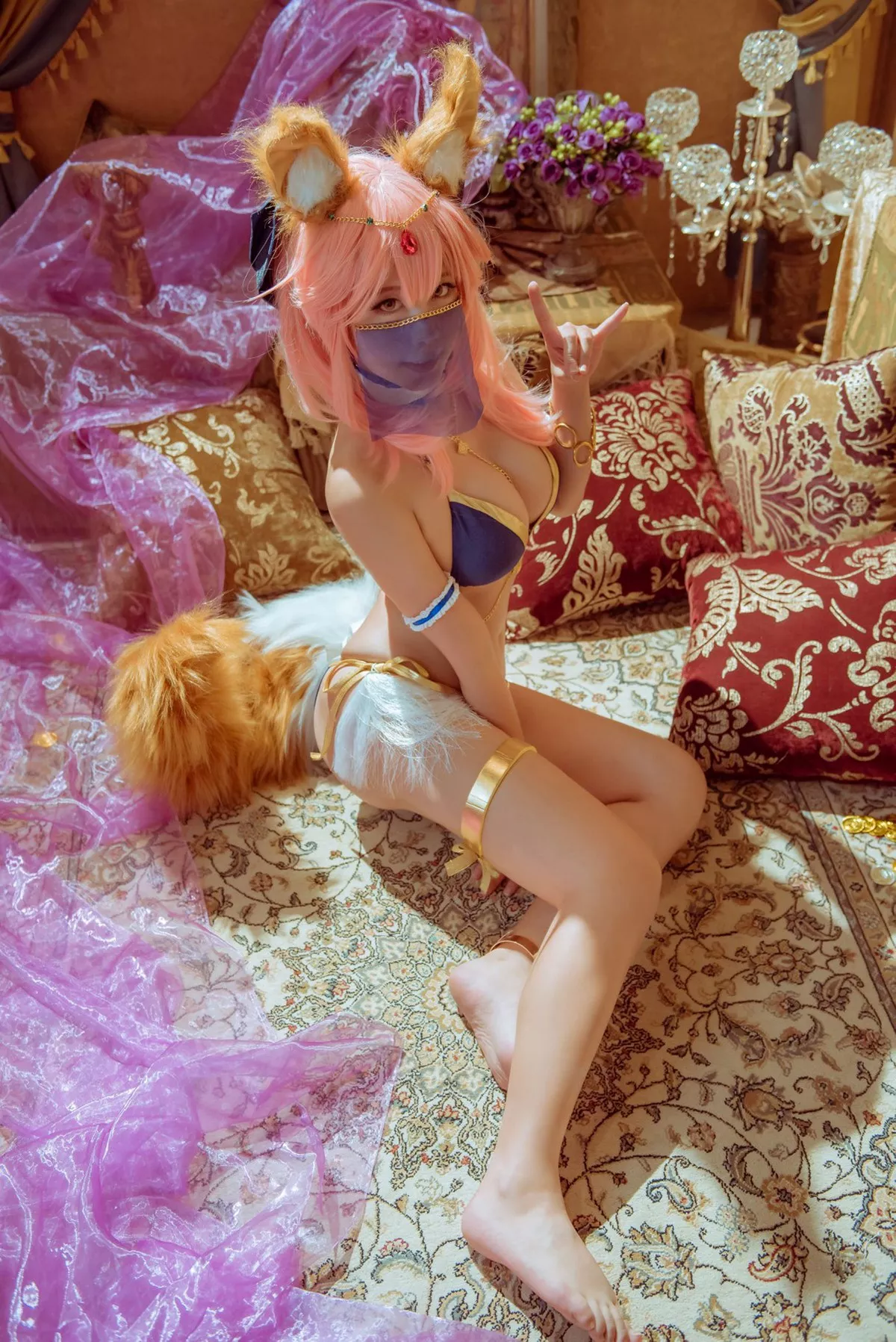 Xgyw.Org_COS福利阿班班班班玉藻前主题私房狐狸装扮薄纱遮面性感内衣秀完美身材写真31P