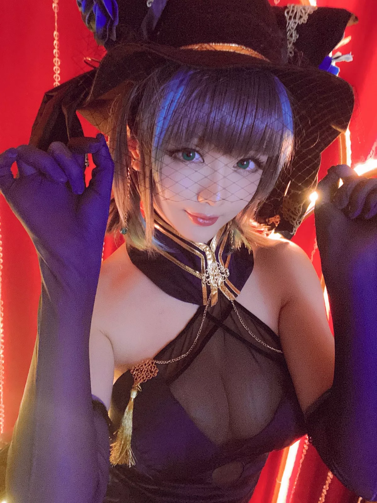 Xgyw.Org_Coser小姐姐星之迟迟柴郡音乐绚烂主题私房黑色薄透服饰配黑丝吊袜诱惑写真72P