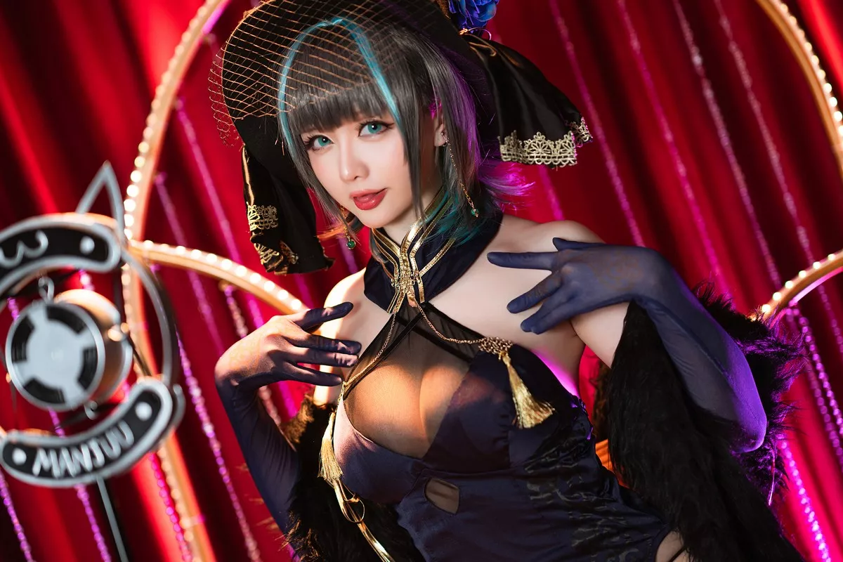 Xgyw.Org_Coser小姐姐星之迟迟柴郡音乐绚烂主题私房黑色薄透服饰配黑丝吊袜诱惑写真72P