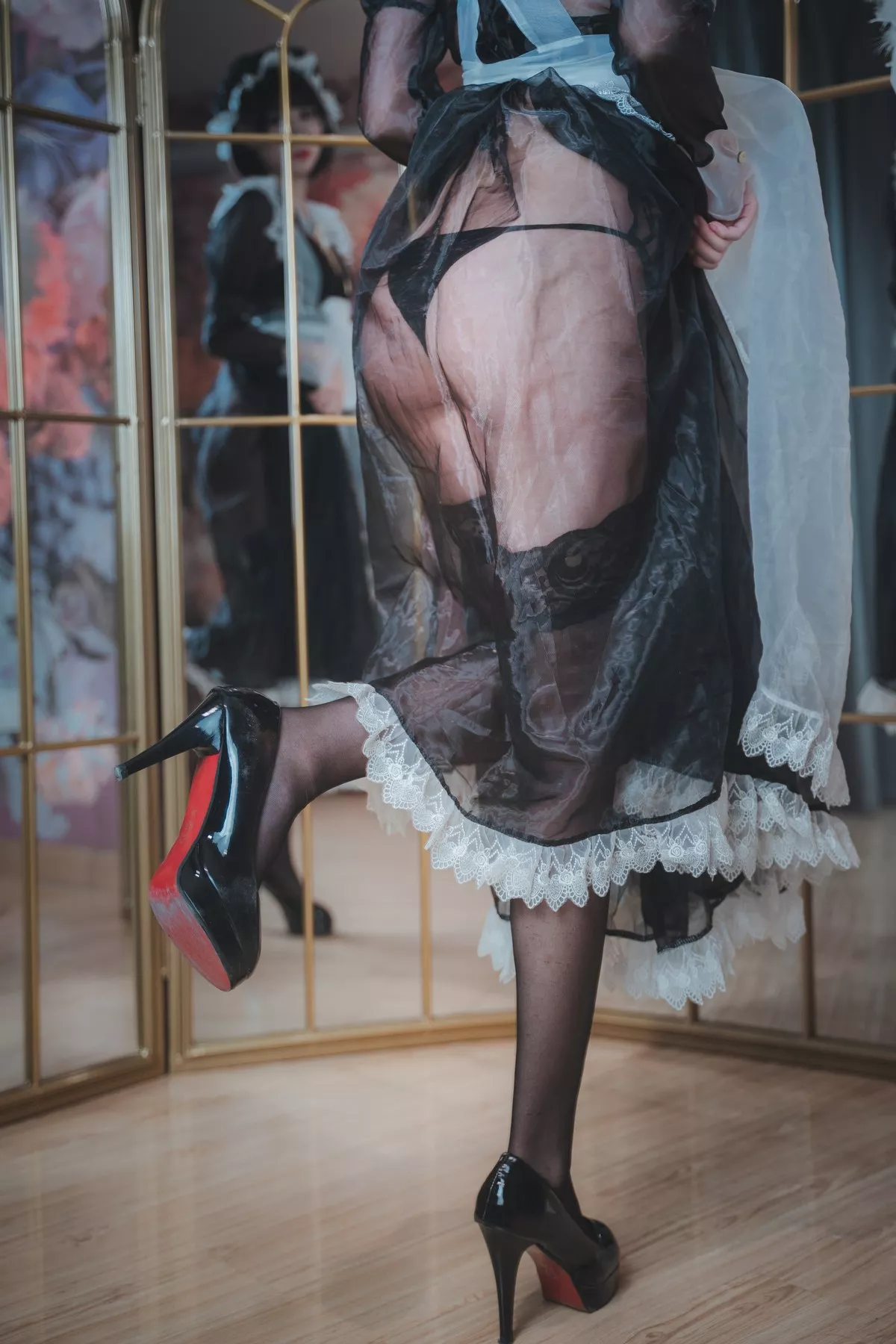 Xgyw.Org_网络美女西园寺南歌透明女仆主题私房黑色薄纱女仆装透视秀黑色内衣诱惑写真50P