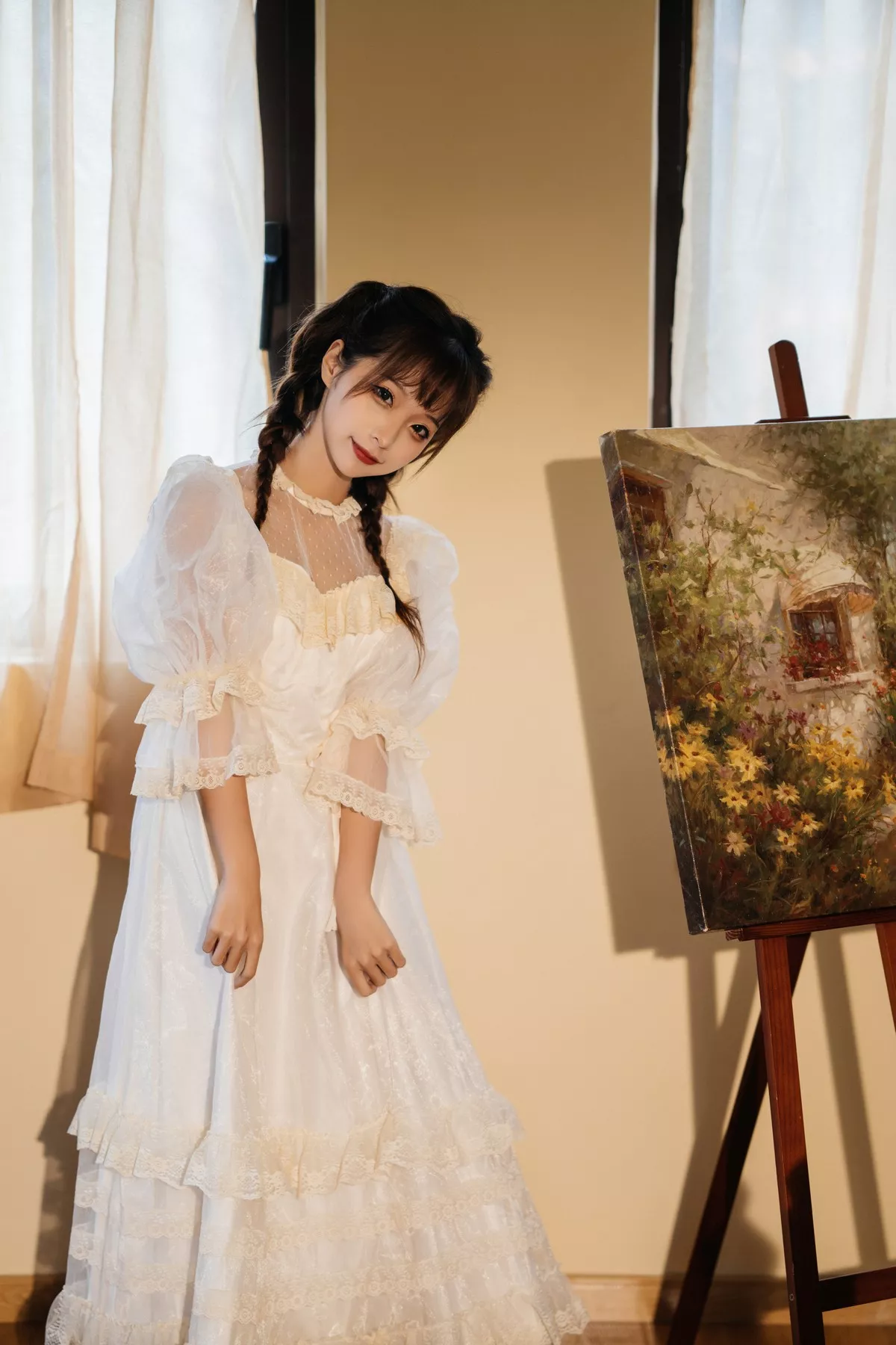 Xgyw.Org_知名动漫博主蠢沫沫古着主题私房性感白色连身裙秀完美身材靓丽迷人写真28P