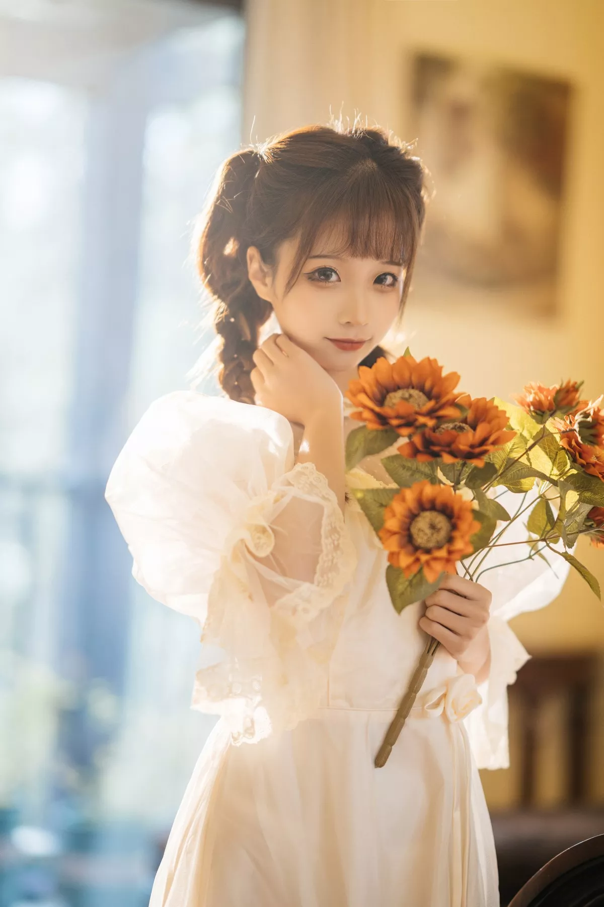 Xgyw.Org_知名动漫博主蠢沫沫古着主题私房性感白色连身裙秀完美身材靓丽迷人写真28P