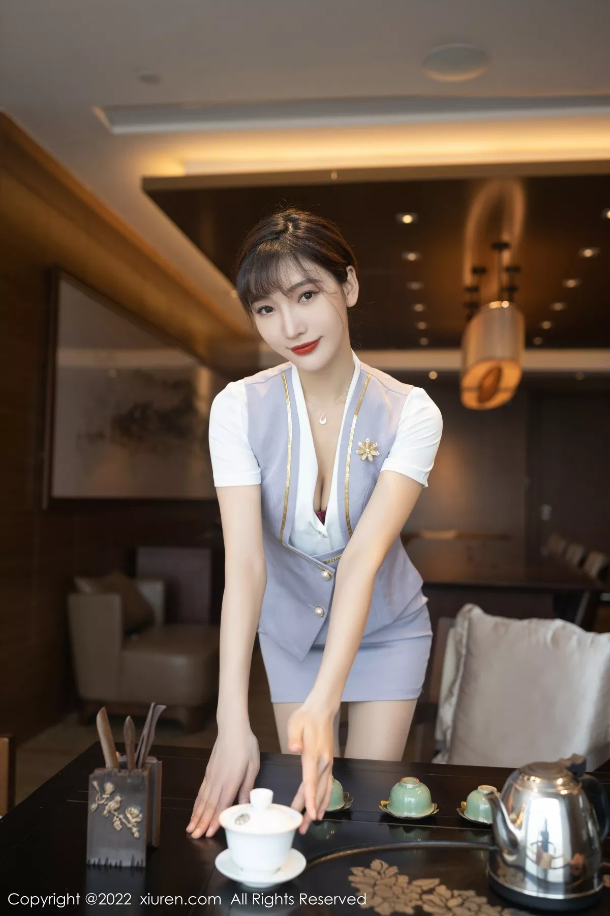 Xgyw.Org_XiuRen第4694期_模特陆萱萱珠三角旅拍茶艺师角色扮演红色内衣配肉丝诱惑写真78P