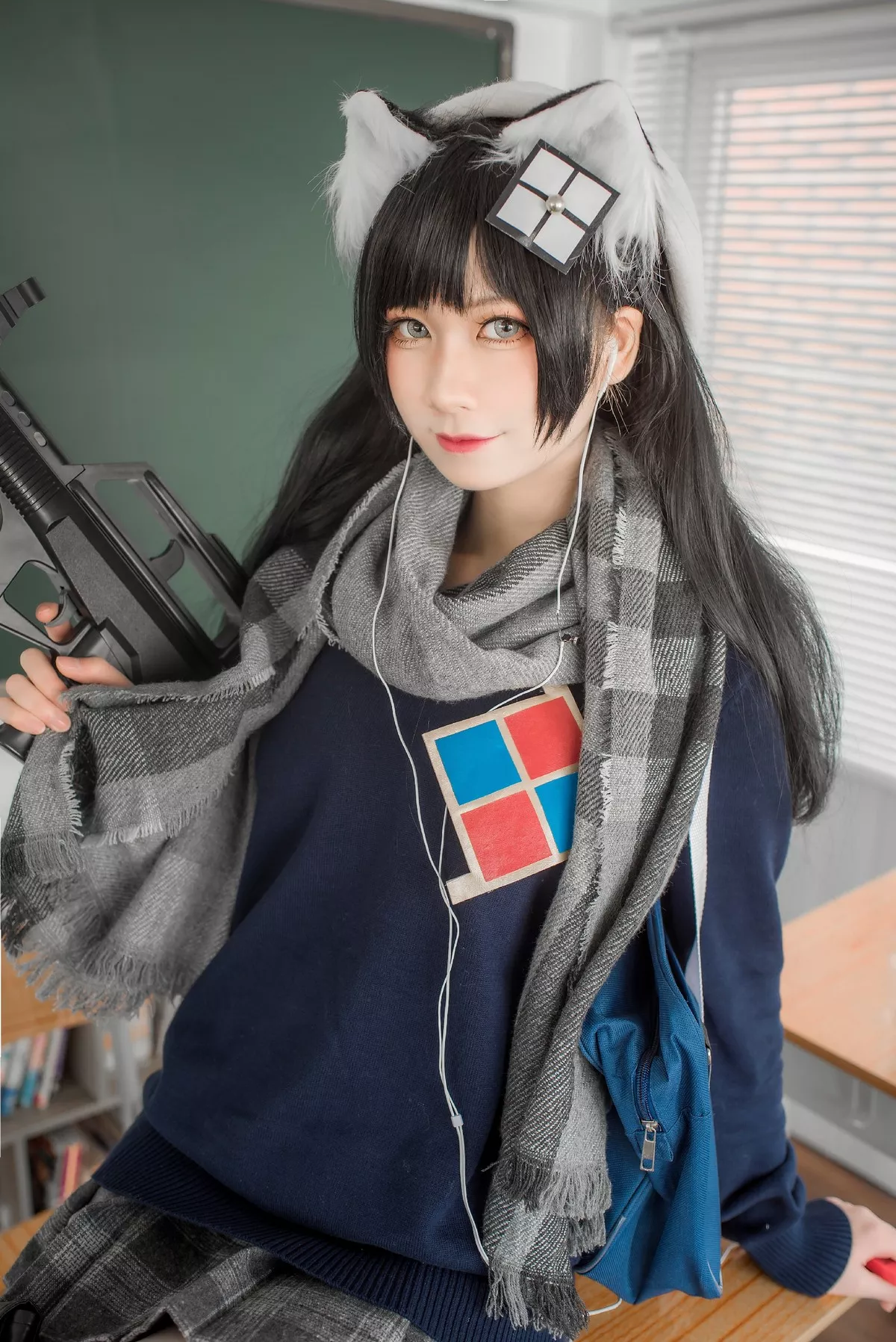 Xgyw.Org_动漫博主izumi泉桃子纯白毕业季主题教室里灰色百褶裙配白丝袜秀美腿诱惑写真40P