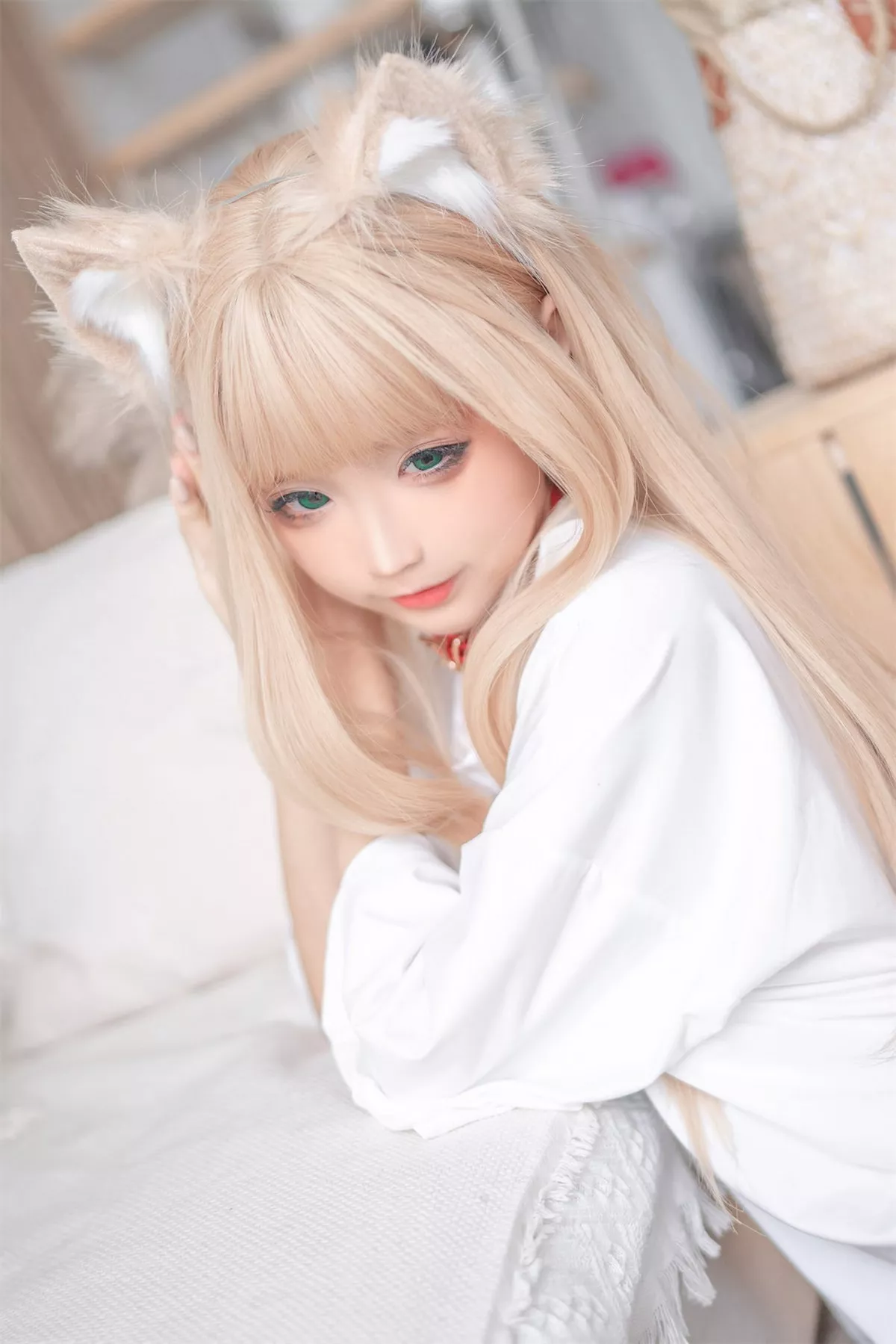 Xgyw.Org_动漫博主蠢沫沫黄豆粉主题私房性感猫女郎装扮白色短T半撩秀火辣身材诱惑写真140P