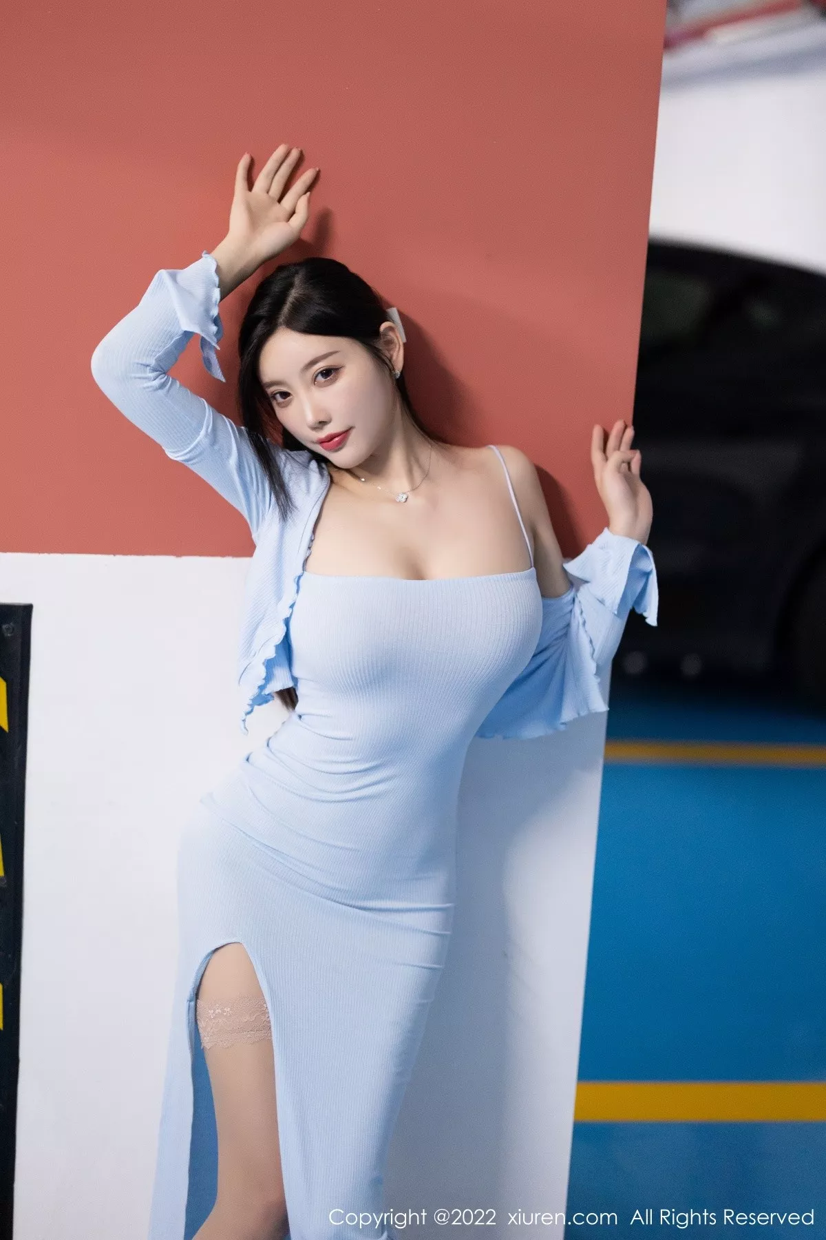 Xgyw.Org_XiuRen第5144期_女神杨晨晨Yome都市丽人系列淡蓝长裙配蕾丝袜完美诱惑写真101P