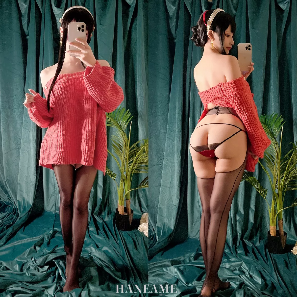 Xgyw.Org_Coser美女雨波_HaneAme-Spy X Family主题脱红色毛衣露性感蕾丝内衣诱惑写真46P