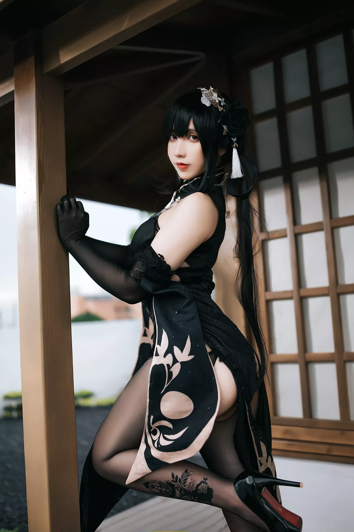 Xgyw.Org_动漫博主九曲Jean镇海主题私房性感黑色情趣旗袍露黑色薄透服饰惹火诱惑写真40P