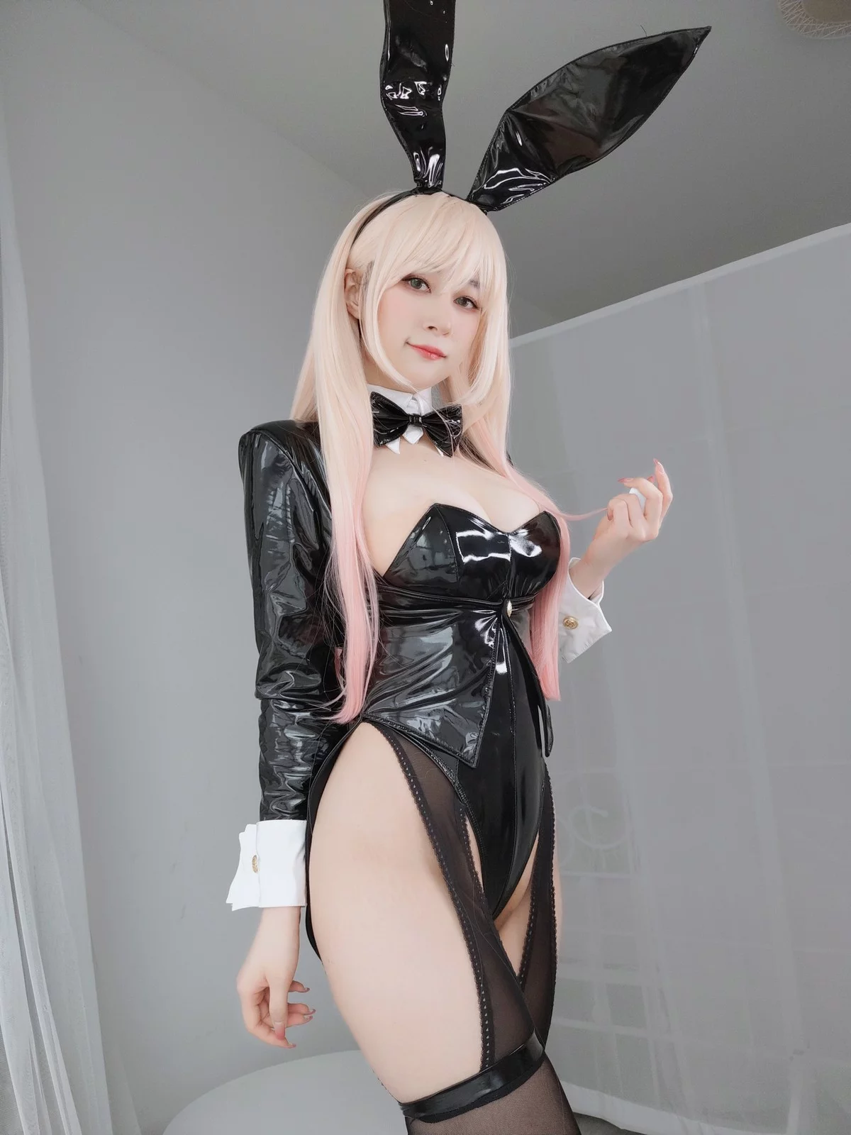 Xgyw.Org_Coser小姐姐白银喜多川海梦兔女郎主题性感黑色皮质连体衣配黑丝吊袜诱惑写真174P