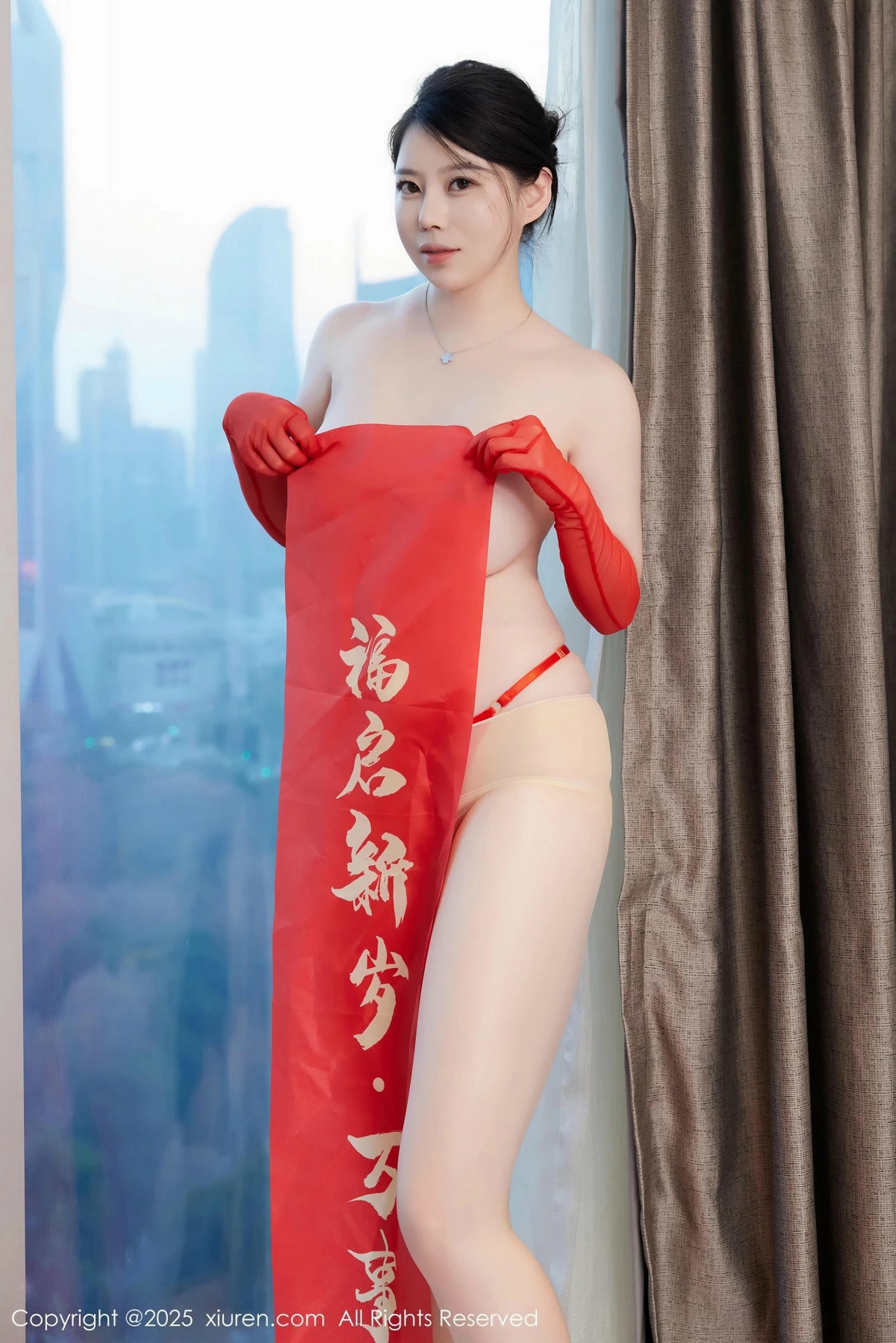 Xgyw.Org_XiuRen第9816期_模特白茹雪abby新年主题性感红色情趣内衣配超薄肉丝完美诱惑写真78P